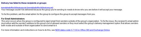Office 365: Delivery Has Failed to These Recipients .